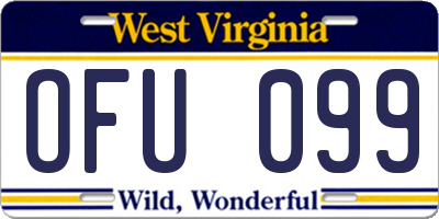 WV license plate OFU099