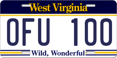 WV license plate OFU100