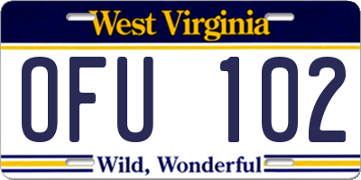 WV license plate OFU102