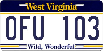 WV license plate OFU103
