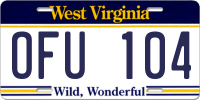 WV license plate OFU104