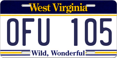 WV license plate OFU105