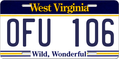 WV license plate OFU106