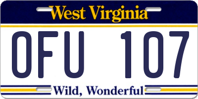 WV license plate OFU107