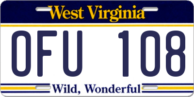 WV license plate OFU108