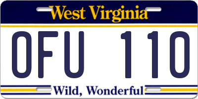 WV license plate OFU110