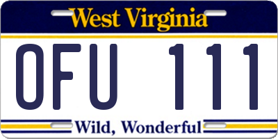 WV license plate OFU111