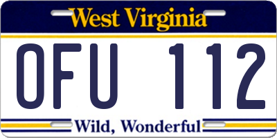 WV license plate OFU112