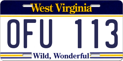 WV license plate OFU113