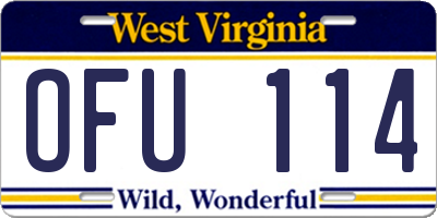 WV license plate OFU114