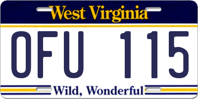 WV license plate OFU115