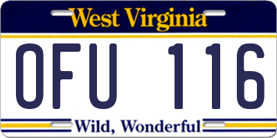 WV license plate OFU116
