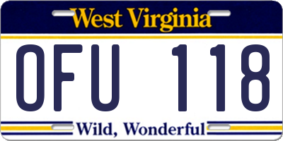 WV license plate OFU118