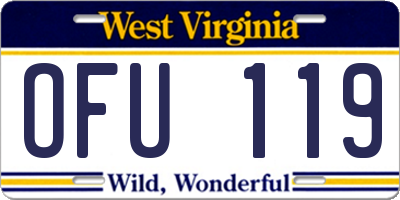 WV license plate OFU119