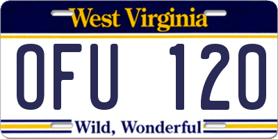 WV license plate OFU120