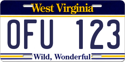 WV license plate OFU123
