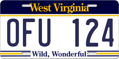 WV license plate OFU124