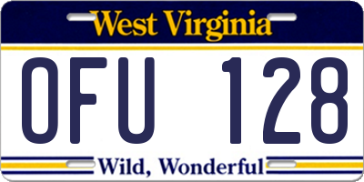 WV license plate OFU128