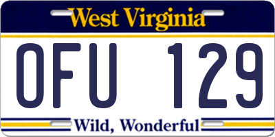 WV license plate OFU129