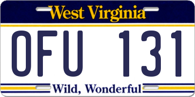 WV license plate OFU131