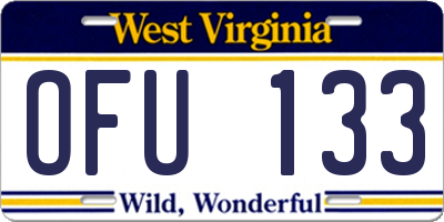 WV license plate OFU133
