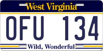 WV license plate OFU134