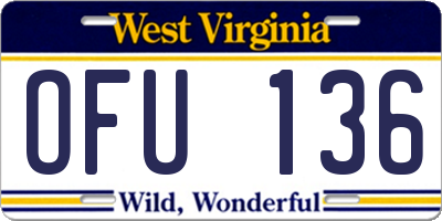 WV license plate OFU136