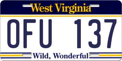 WV license plate OFU137