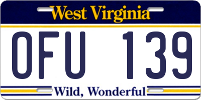 WV license plate OFU139