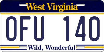 WV license plate OFU140