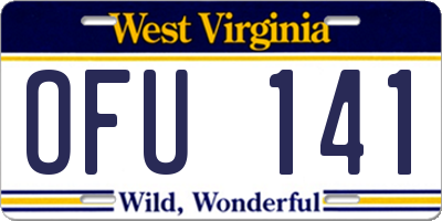 WV license plate OFU141