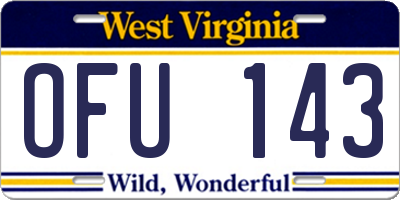 WV license plate OFU143