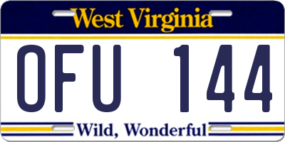 WV license plate OFU144