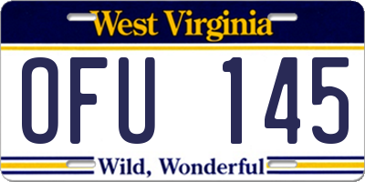 WV license plate OFU145