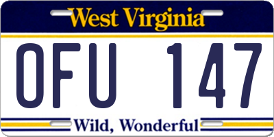 WV license plate OFU147