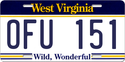 WV license plate OFU151
