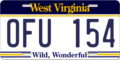 WV license plate OFU154