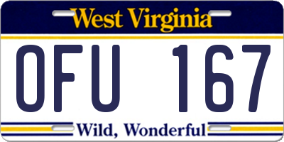 WV license plate OFU167