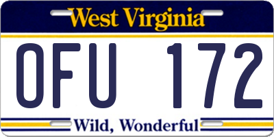 WV license plate OFU172