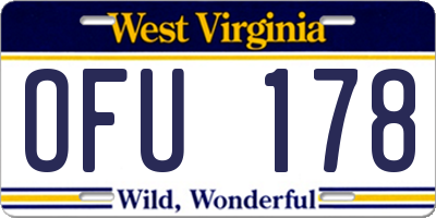 WV license plate OFU178