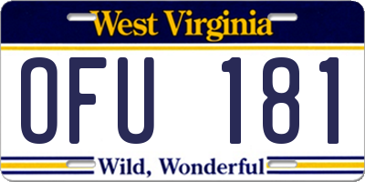 WV license plate OFU181