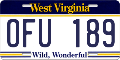 WV license plate OFU189