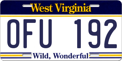 WV license plate OFU192