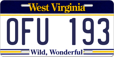 WV license plate OFU193