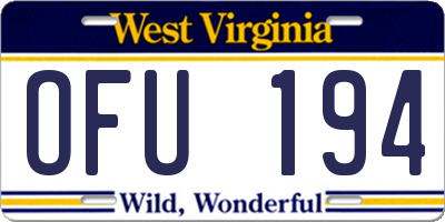 WV license plate OFU194