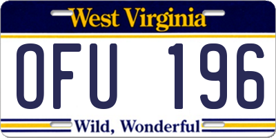 WV license plate OFU196