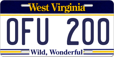 WV license plate OFU200