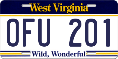 WV license plate OFU201