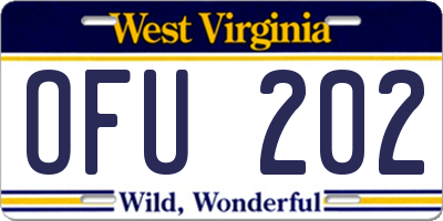 WV license plate OFU202