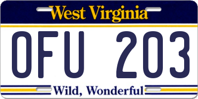 WV license plate OFU203